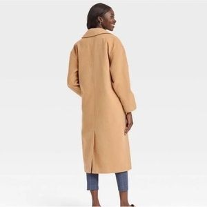Long Camel Trench Relaxed Fit Overcoat Size Large